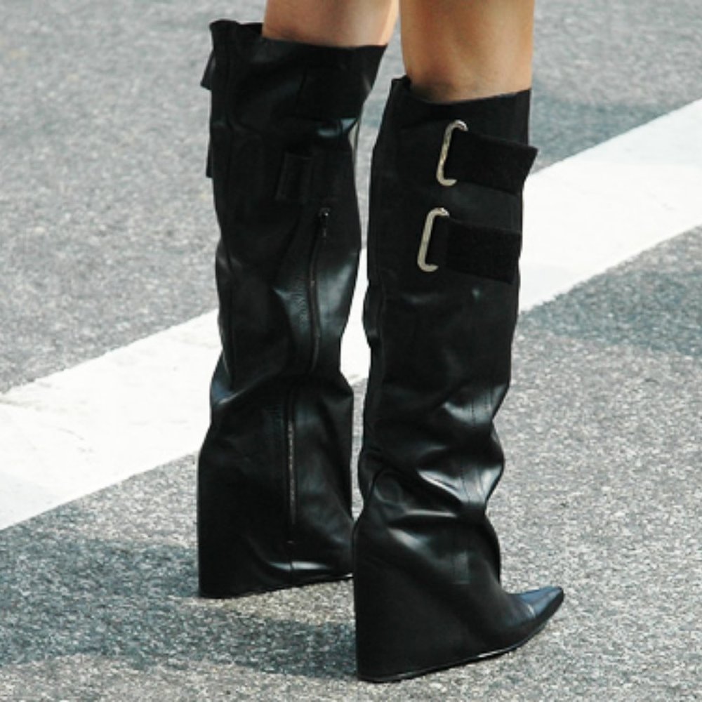RARE Balenciaga Lea Runway wedge knee-high boots